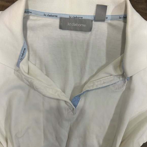 Liz Claiborne White Fitted Polo Button Down Shirt - Picture 2 of 4